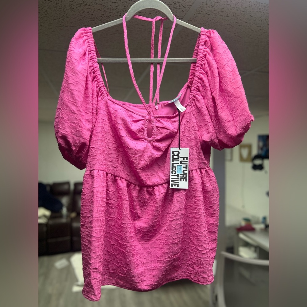 Puff Sleeve Halter Neck shirt